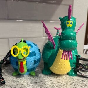 Disneyland Retired Elliot the Dragon Popcorn Light up Bucket and Turtle Sipper